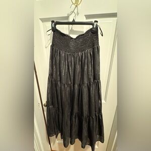 Elan Shimmering Black Maxi Skirt